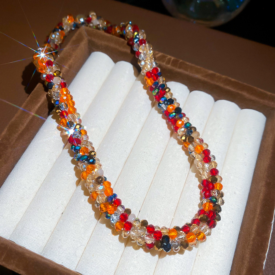 French-style colorful crystal beaded choker necklace women, elegant and luxurious, high-end feel, suitable for pairing with dresses, trendy collarbone - view 7