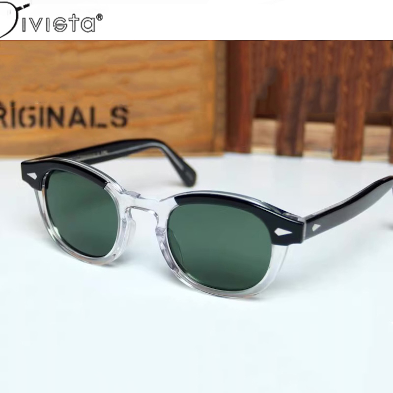 Lemtosh Original NYC Est.1915 Polarized Sunglasses Men Johnny Depp Style Glasses Retro Round Handmade Acetate Frame UV400 Luxury Brand IVSTA Fashion A