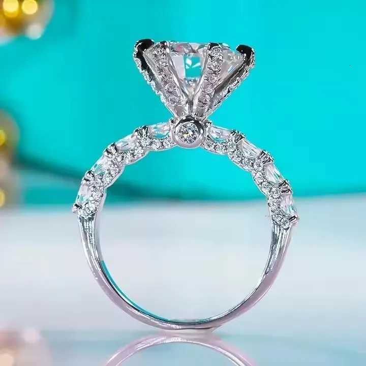 Aurora Six-Prong Ring 3ct Moissanite PT950 Platinum - Timeless design 3ct sparkle perfect confession choice H260320 - view 7
