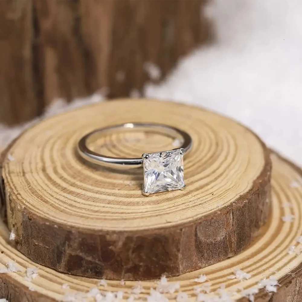 Trumium 2CT Real 925 Sterling Silver Engagement Ring Princess Cut AAAAA Zirconia Wedding Promise Rings for Women Fine Jewelry H260320 - view 4