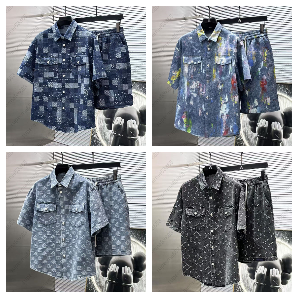 denim tracksuit men tracksuit set designer tracksuits mens tracksuit set Woman Sweat Suits Man short sleeve track suit Polo T-shirt and Shorts Sports Suit short set