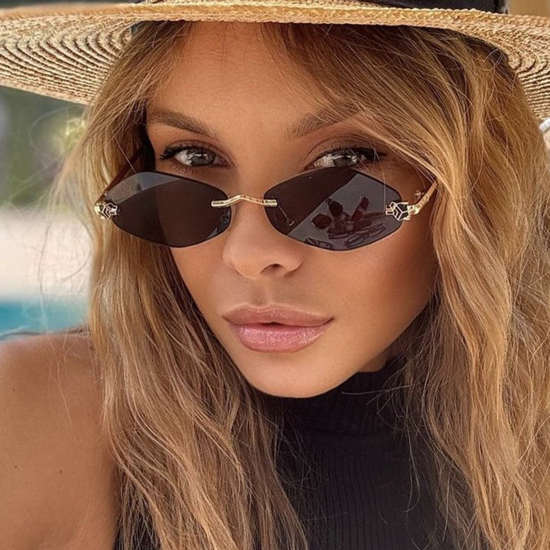 Luxury Brand Designer Jewelry Hot-Selling Rimless Sunglasses New Hot Girl Sunglasses European And American Personality Leopard Head UV Protection Sung