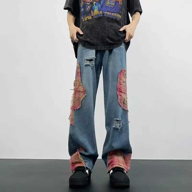 High Street Hip-Hop Flared Jeans for And Summer Street Design Splicing Mopping Pants for Outdoor Kpop Demon Halloween Jor D260320