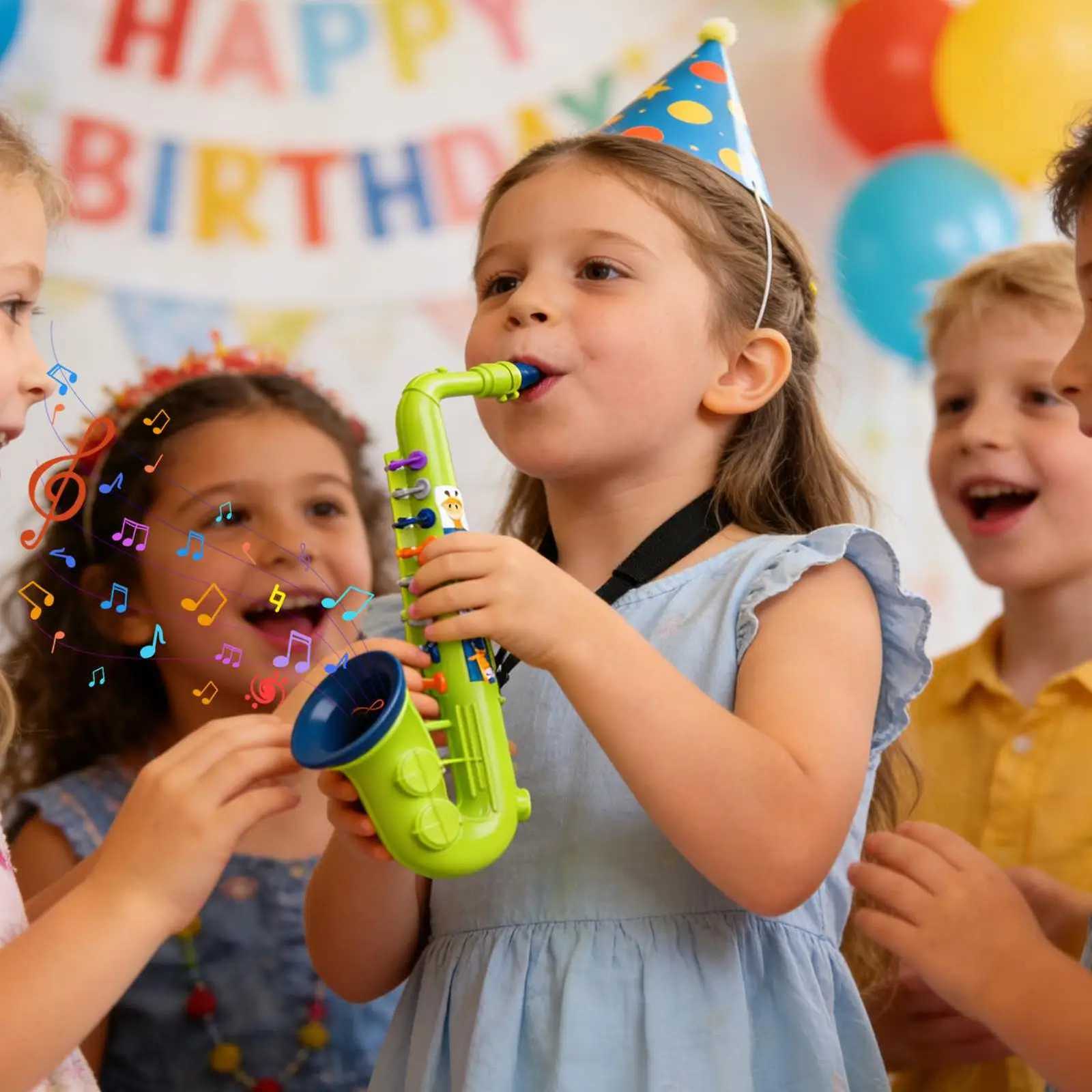 Kids Saxophone Toy 8 Key Educational Musical Instrument for Beginners Children Music Learning Preschool Classroom Birthday Gift Y260319