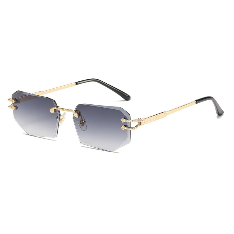 Luxury Brand Designer Jewelry 6066 Snake-Shaped Metal Personality Cut Edge Sunglasses 2024 Fashion Rimless Glasses Street Style Trendy Sunglasses
