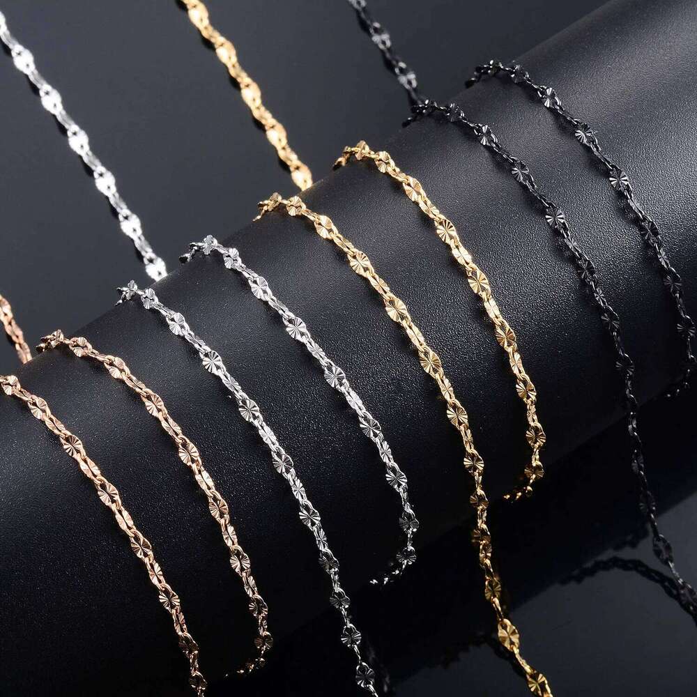 Yadreva Lip Embossed Chain 2.5mm Thin Stainless Steel Necklace Handmade Link Waterproof Jewelry Accessories 26W0320