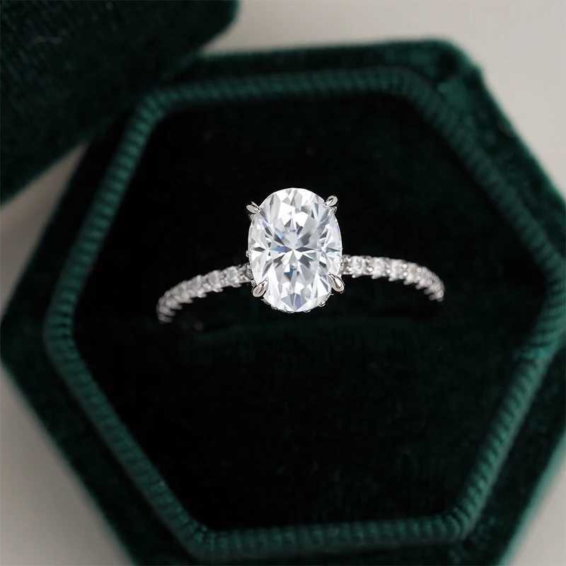 NeeTim 1ct 2ct 3ct Oval Cut Moissanite Rings for Women 925 Sterling Silver Lab Diamond Wedding Engagement Ring Gemstone Band H260320 - view 3