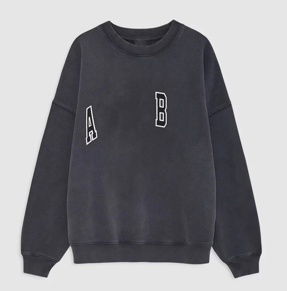 Luxury Designer Hip Hop Womens Loose Hoodie Crew Neck Hoodies Aninelys Vintage Trendy Sweatshirts Pullover Cotton AB Printed Streetwear Ladies Sweatshirt A206