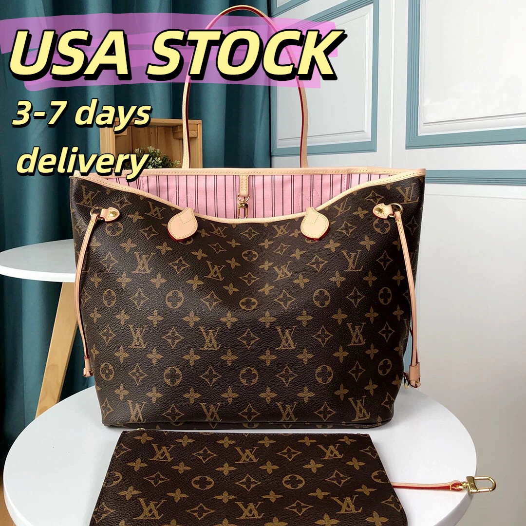 10A designer bag tote bag neverfulltote bag MM leather handbag women bags high capacity composite shopping bags old flower brown lattice bag quality travel beach bag