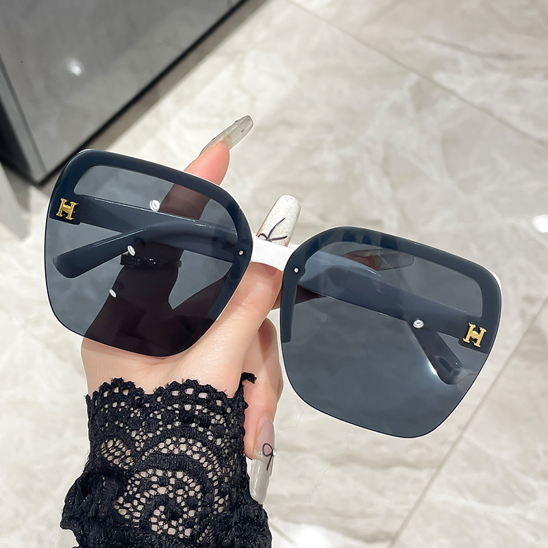 Luxury Brand Designer Jewelry New H Half Frame High-End Sunscreen Slimming HD Sunglasses Fashionable Style UV Protection Sunshade Glasses