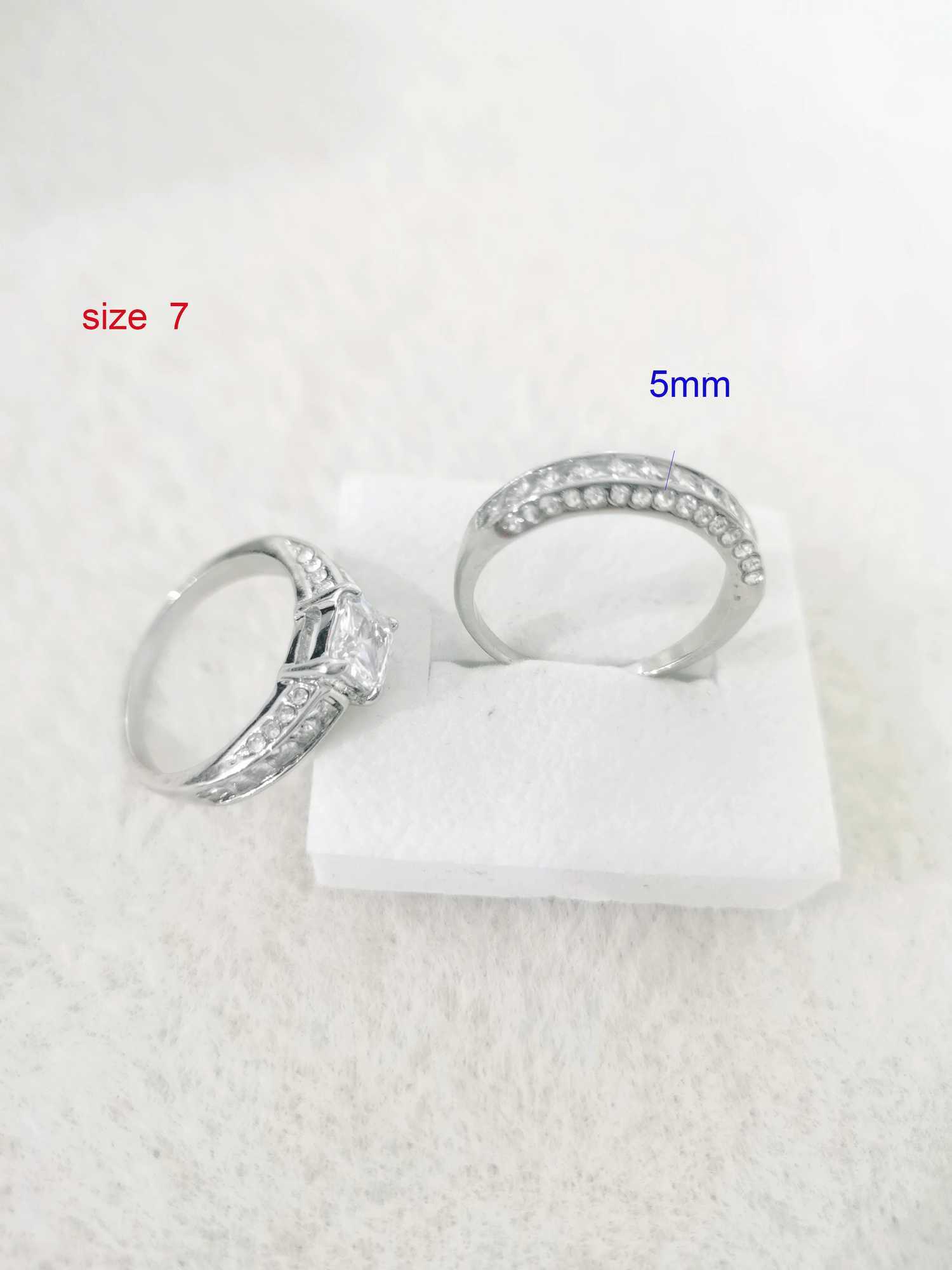 2pcs/set Alliance Engagement Wedding Rings For Women Jewelry Finger Rings Party Gifts Wedding Gifts Birthday Gifts H260320 - view 3