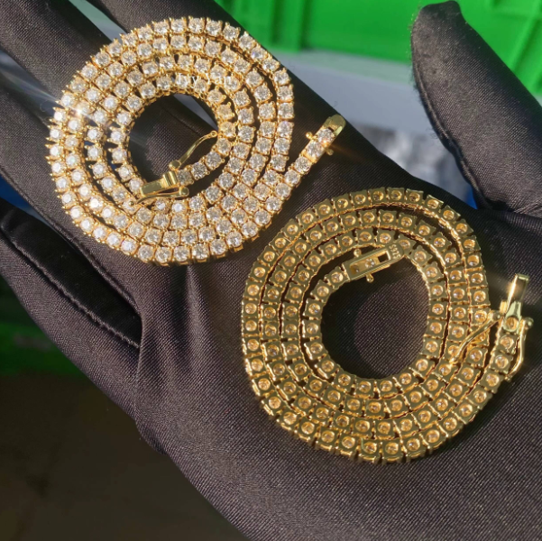 Moissanite chain tennis necklace bracelet 4mm width s925 silver ice out chain for man and weman