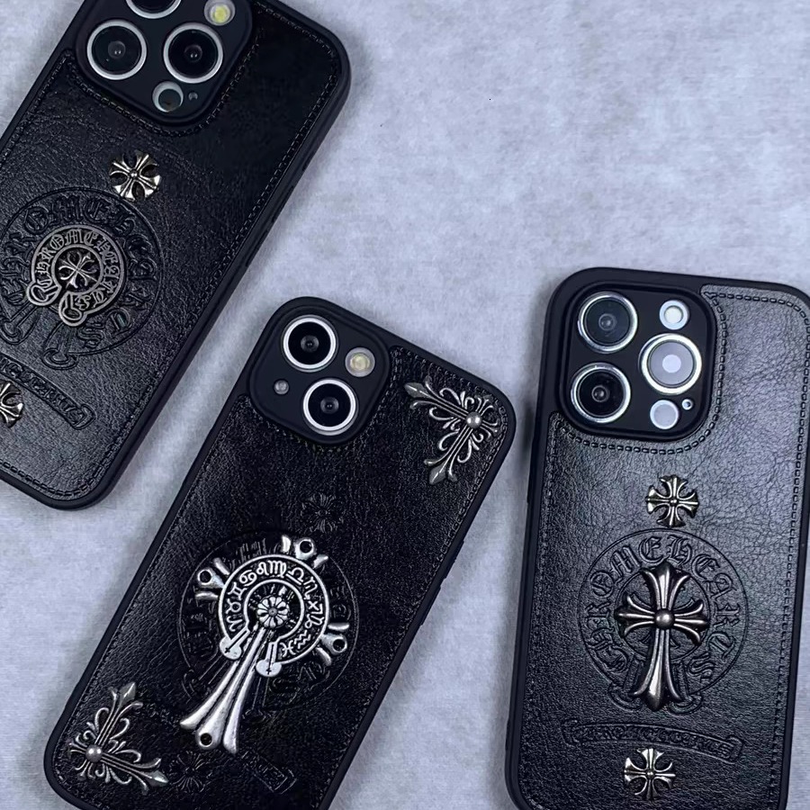 Phone Case Trendy Metal 3D Cross Religious Personality Compatible With Apple Iphone 15 Max 16 Pro 17 Air
