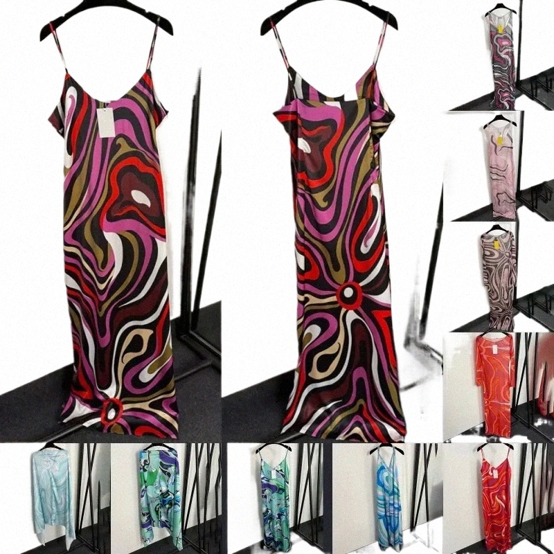 designer Color Blocked Slip Dress Women Summer Sexy Backless Vest Top Brand See Through Cover Up Dress Beach Vacation Halter Dresses M104#