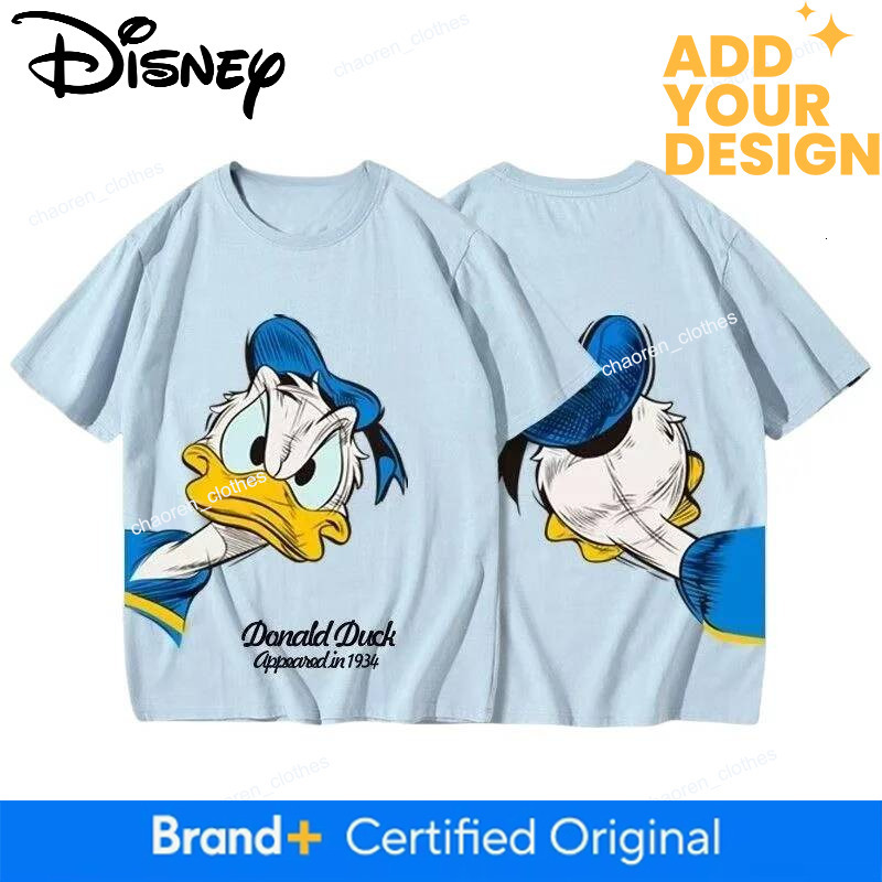 Summer Children Boy Clothes Disney Donald Duck Cartoon Double Sided Printing T-shirts Fashion Girls Short Sleeve Crew Neck Top