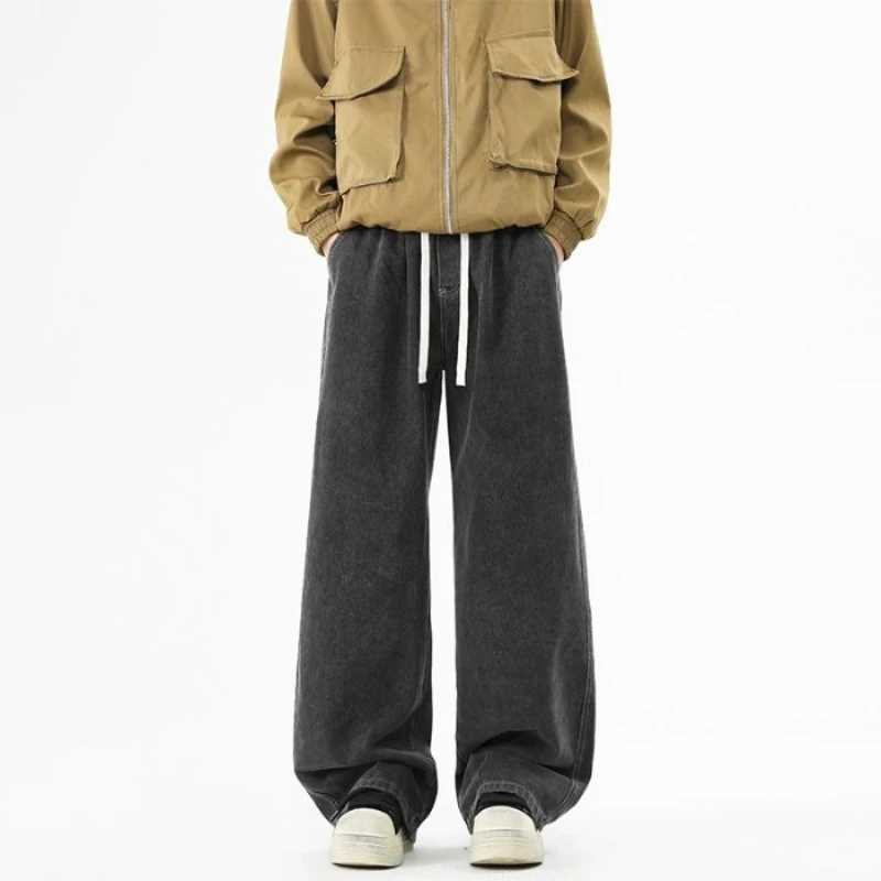 The autumn new American mens wide leg jeans feature loose retro straight leg pants with a casual and fashionable high street D260320