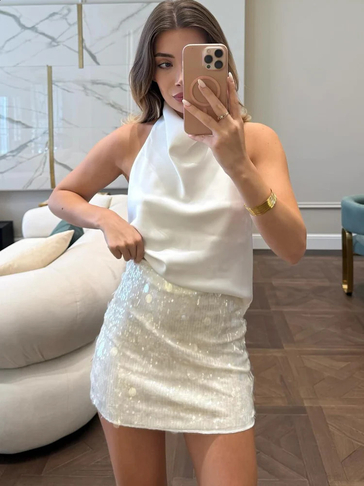 HH Elegant Women Solid Sequined Slim Mini Skirt Sparkling Party Style Skirt Female Sexy High Waist Short A-Line Skirt 260318 - view 4