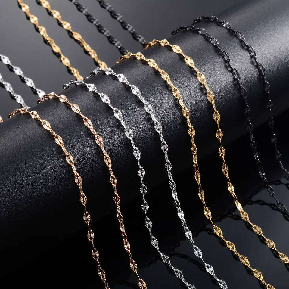 Yadreva Lip Embossed Chain 2.5mm Thin Stainless Steel Necklace Handmade Link Waterproof Jewelry Accessories 26W0320