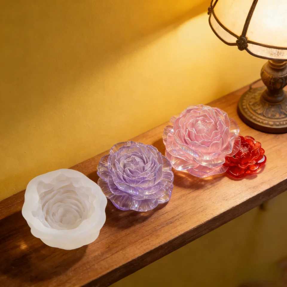 3D Peony Silicone Mold Easy Demould Reusable for DIY Beeswax Candle Soap Car Diffuser Resin Handmade Ornament Mothers Day Gift H260319