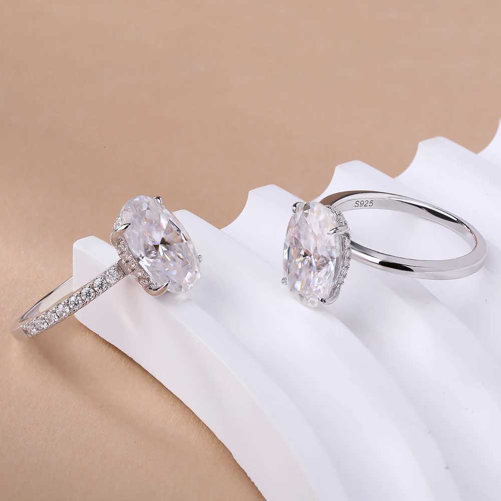 45CT Oval Cut Full Moissanite Rings for Women Sparkling Diamond S925 Sterling Silver Plated 18K Wedding Band Jewelry With GRA H260320 - view 4