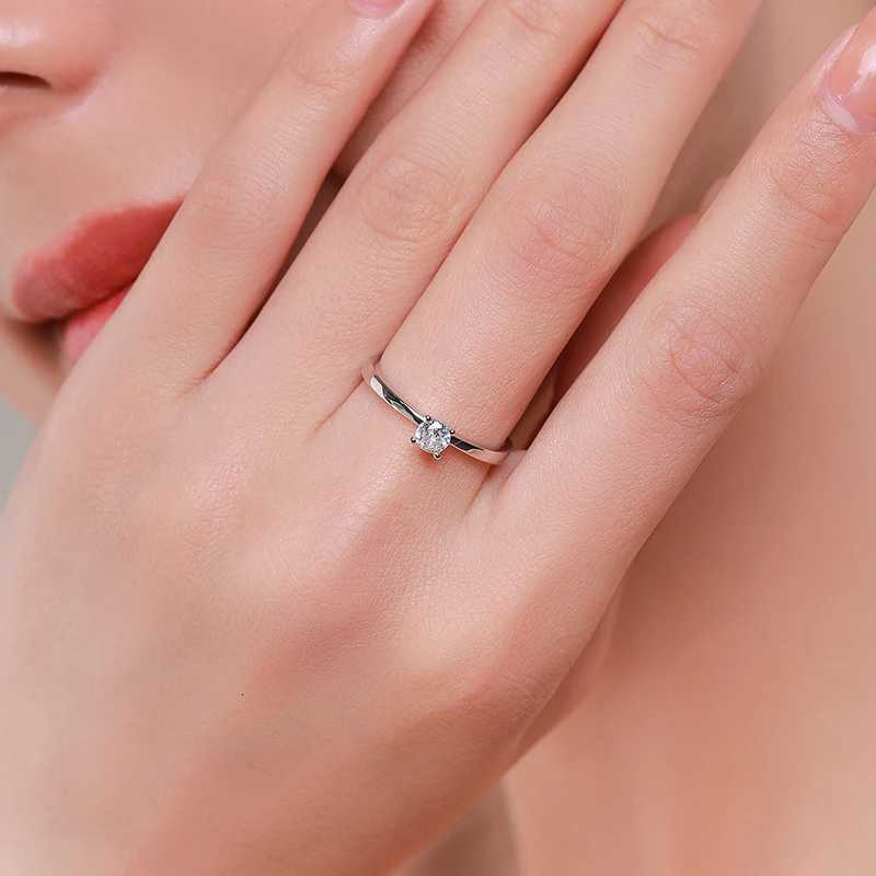 Modian 925 Sterling Silver 10 Hearts Clear CZ Simulated Diamond Simple Wedding Bands Ring For Women Statement Engagement Jewelry H260320 - view 3