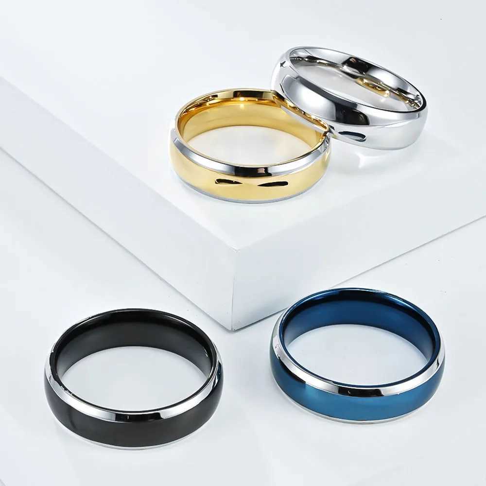 Japanese And Korean Minimalist Mirror Surface Two-tone Titanium Steel Ring Small Niche Plain Band Shiny Accessory Rings H260320 - view 3