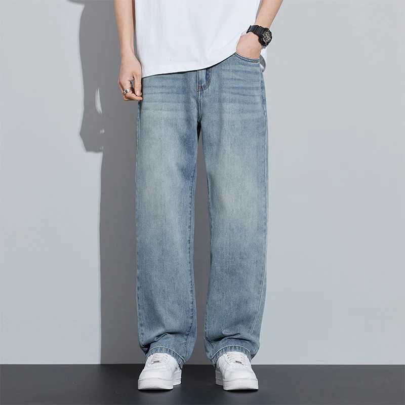 2025 Spring/Summer New Mens Lyocell Loose Jeans Summer Thin Breathable Straight Leggings Retro Business Casual Fashion Korean M D260320