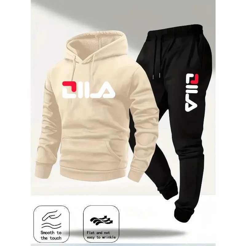2025Spring and Autumn mens casual suit hooded sweatshirt and sweatpants 2-in-1 comfortable suit suitable for both men and women M260320