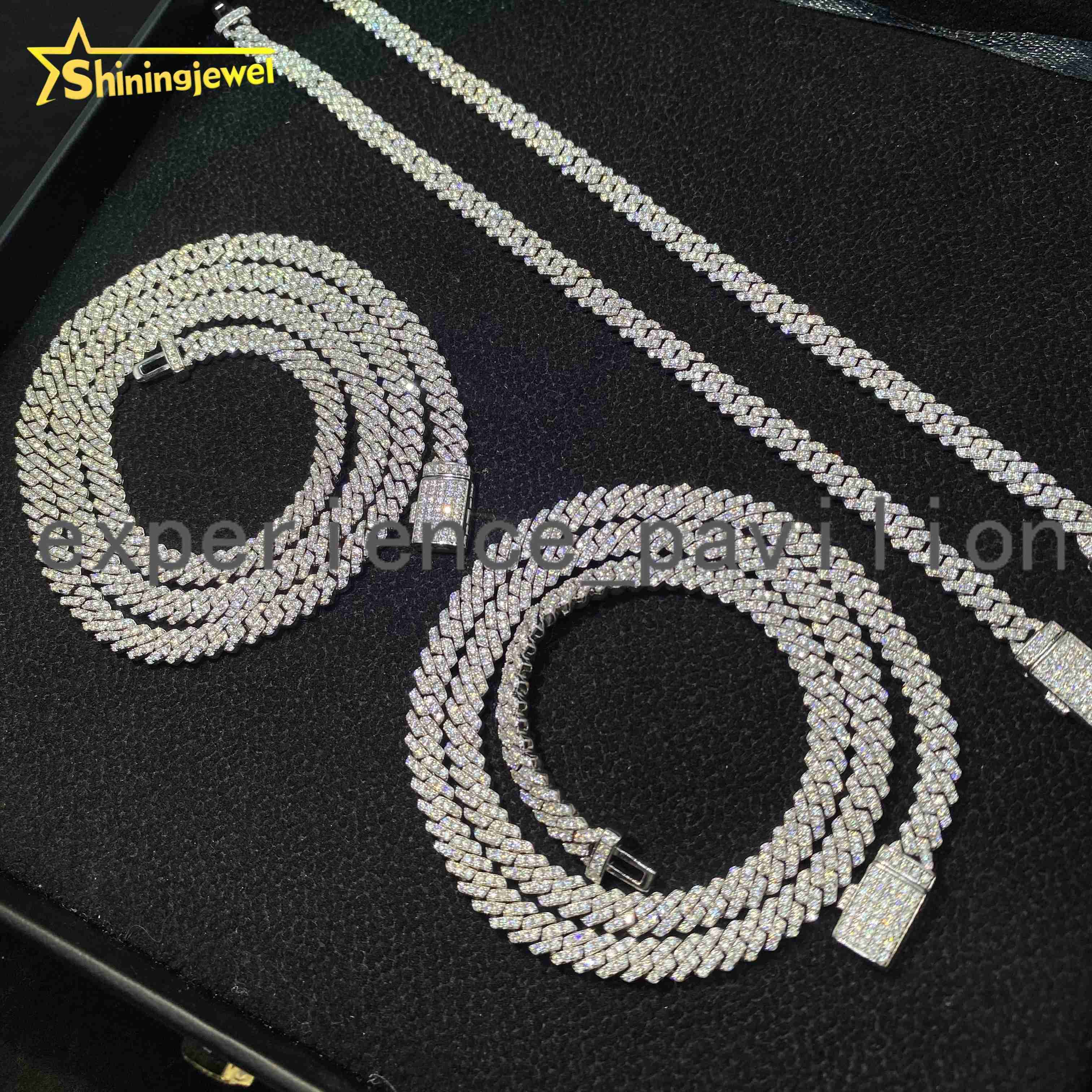 5mm Iced Out Fine Hip Hop Jewelry Necklace Solid 925 Silver VVS D Moissanite Cuban Link Chain Bracelet Pass Diamond Tester