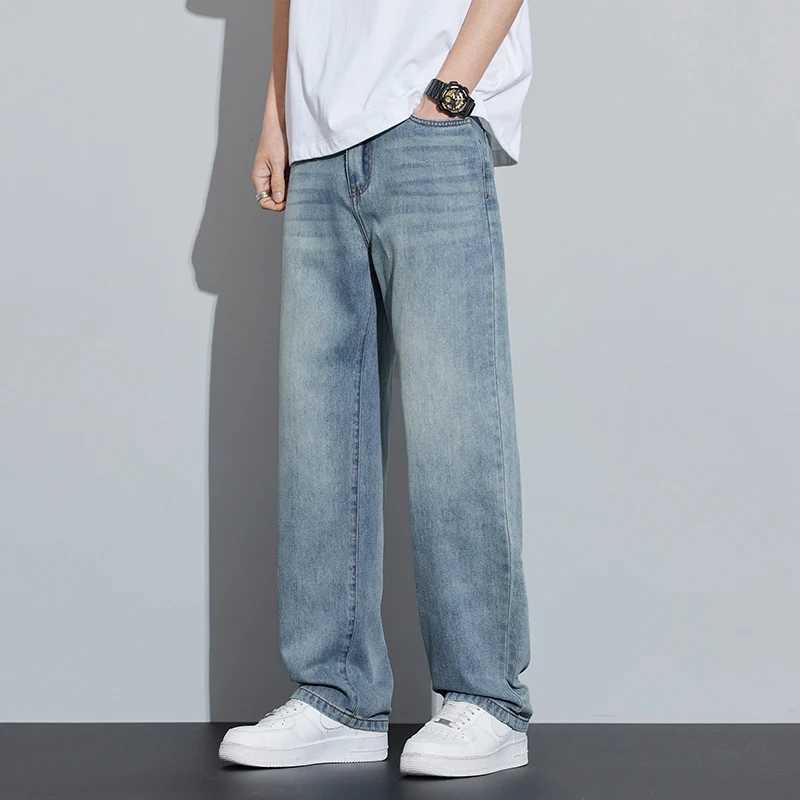 2025 Spring/Summer New Mens Lyocell Loose Jeans Summer Thin Breathable Straight Leggings Retro Business Casual Fashion Korean M D260320