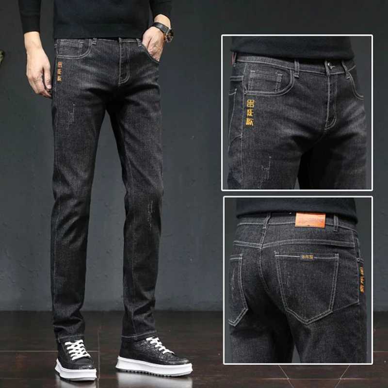 2026 New Men Four Seasons Business Causal Jeans Male Fashion Versatile Baggy Straight Leg Stretch Washed Vintage Denim Trousers D260320