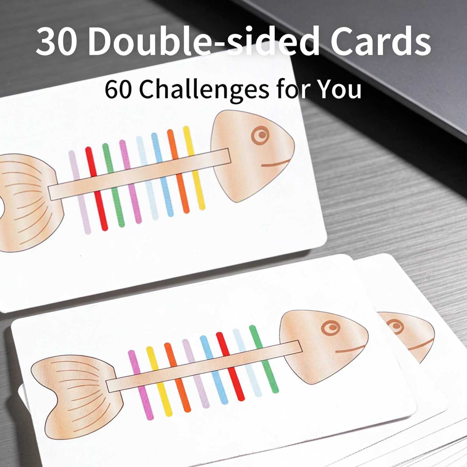 Wooden Fishbone Color Matching Toy Motor Skills Game 30 Card Educational Balance Kids Preschool Learning Activity Home Classroom Y260319