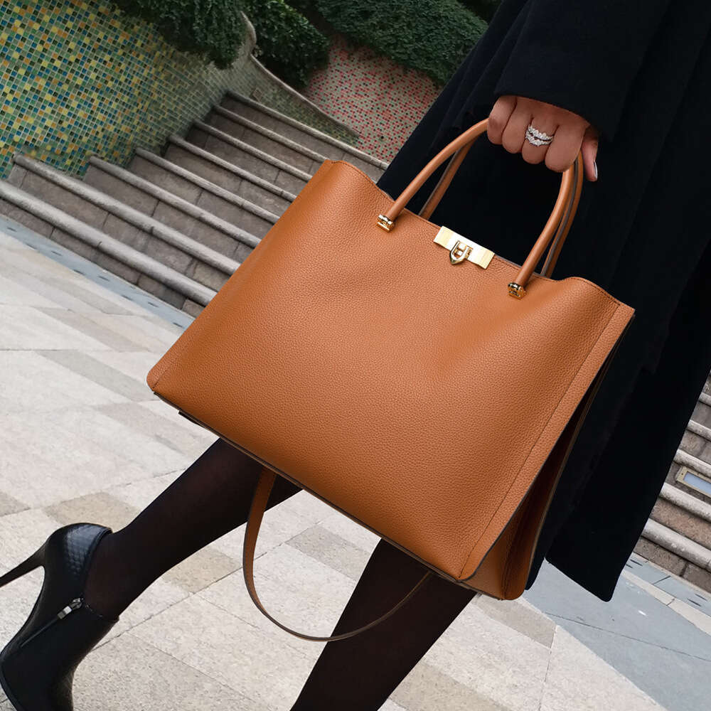 New Luxury Women's Genuine Leather Handbag Elegant Simple Tote Bag Large Capacity Shoulder Hobo Bag Soft Cowhide For Daily Commute & Work SENYY
