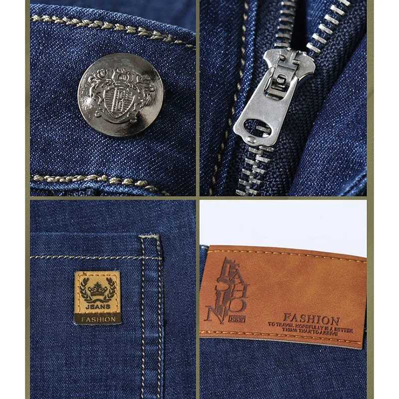 Male Fashion High Waisted Stretch Denim Pants Men Business Casual Straight Jeans High Quality Breathable Light Blue Trousers D260320