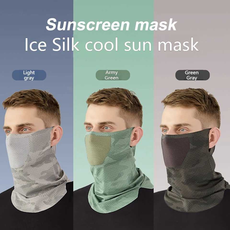 Ice Silk Sunproof Neck Gaiter Long Neck Windproof Breathable Cycling Ear-Hanging Mask UV Protection Seamless Face Cover Unisex M260320