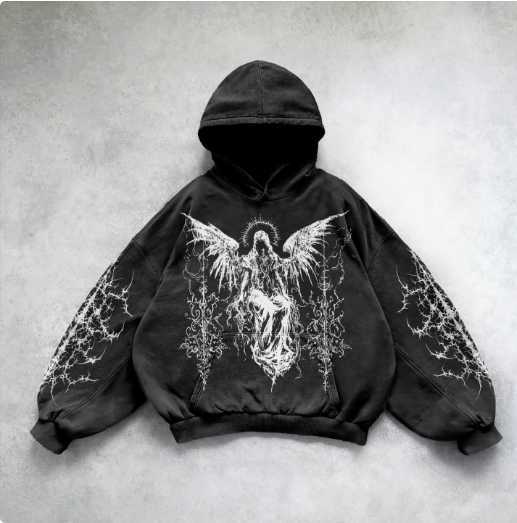 Men's 24 New Skull European and American Style Lazy Style Hoodie Couple Internet-Famous Long-Sleeved Top C260120