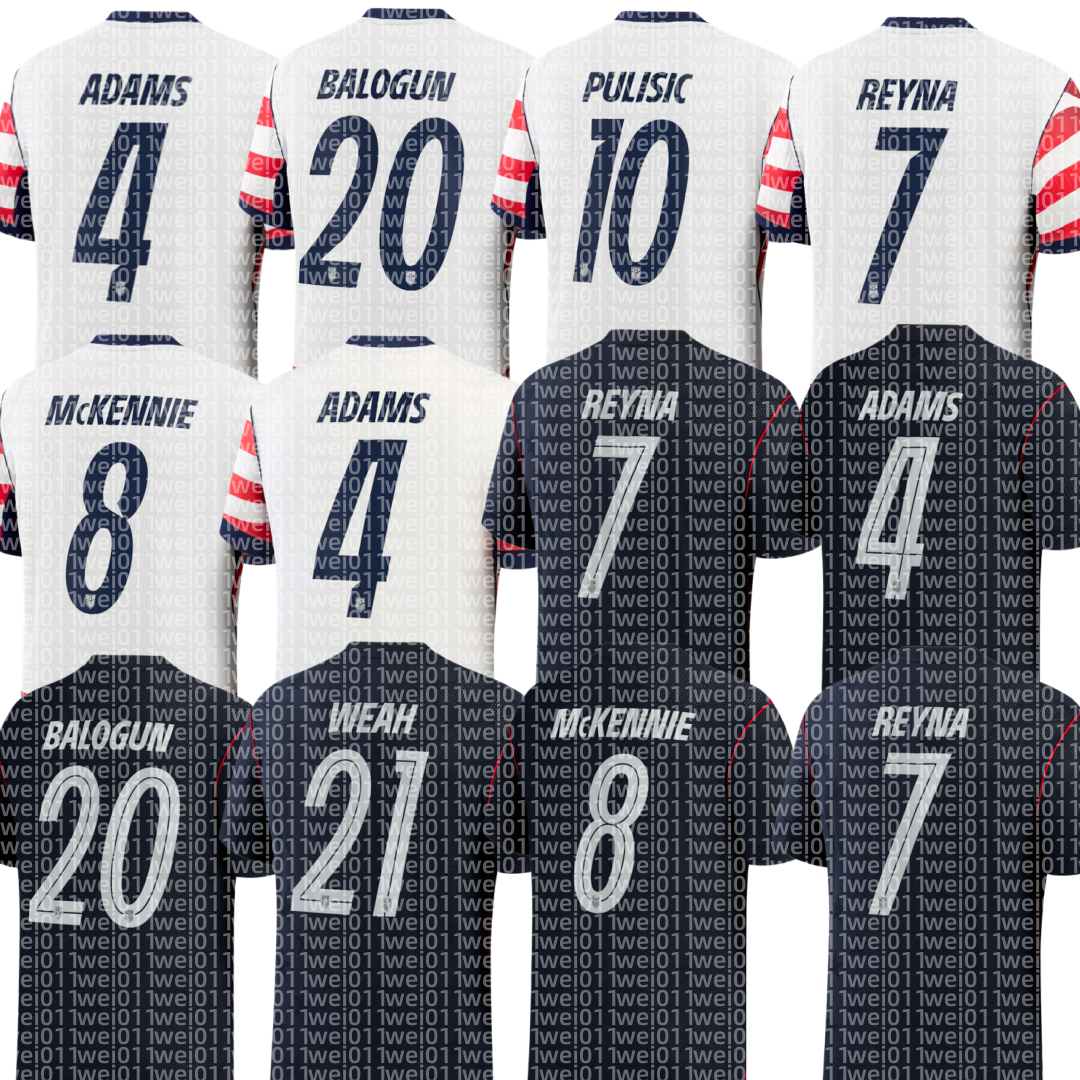 2026 World Cup Custom USMNT Soccer Jersey Tyler Adams Folarin Balogun Christian Pulisic Giovanni Reyna Weston McKennie Timothy Weah Sergino Dest Chris