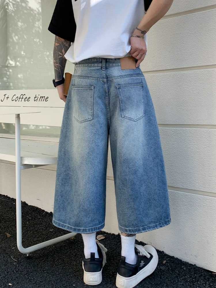 Summer Mens New American Vintage High Waist Wide Leg Jeans Loose Seven-Foot Pahts Denim Casual Straight Leg Pants D260320