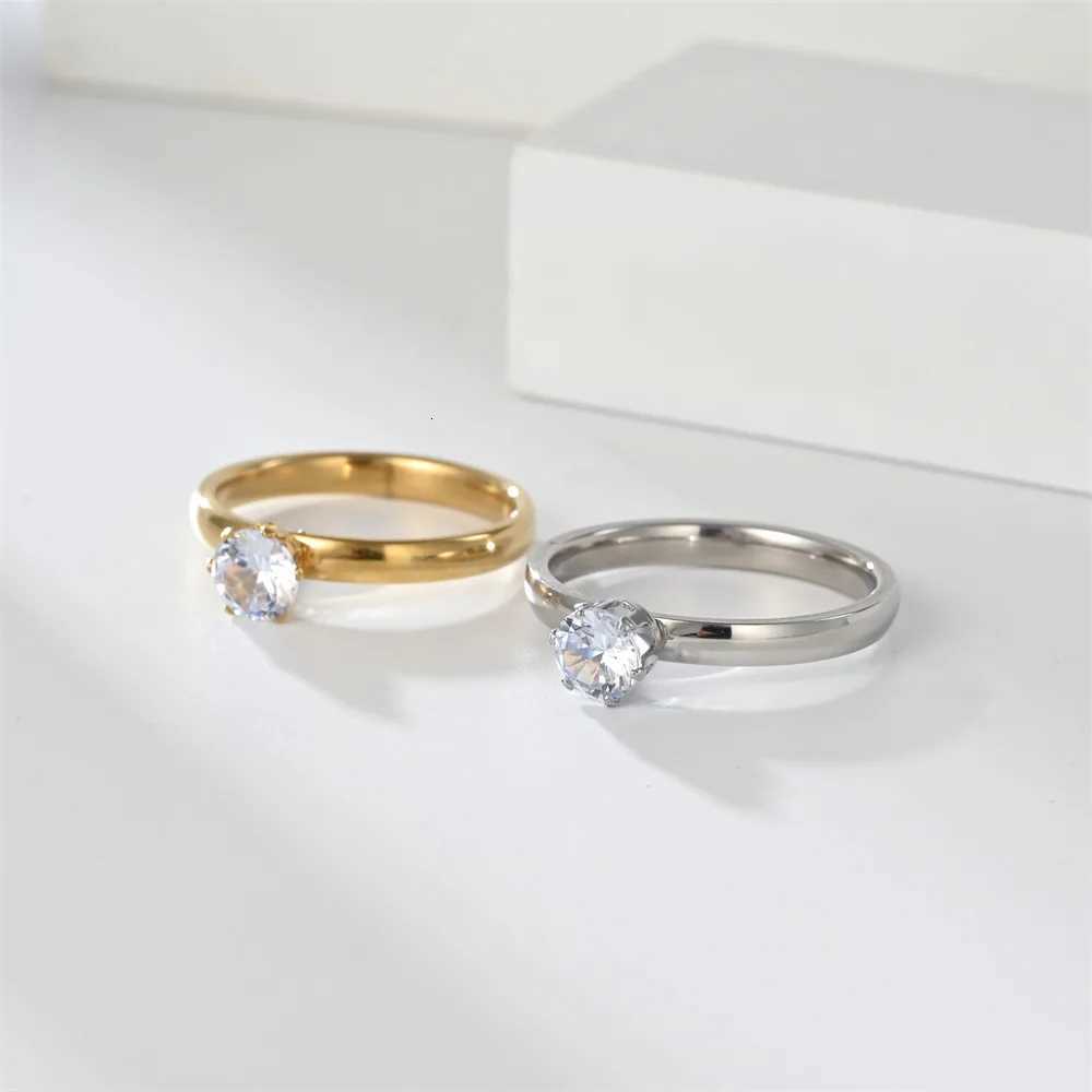 New Exquisite Luxury Classic Stainless Steel Ring Zirconia Ring For Men Women Wedding Engagement Unisex Jewelry H260320 - view 6