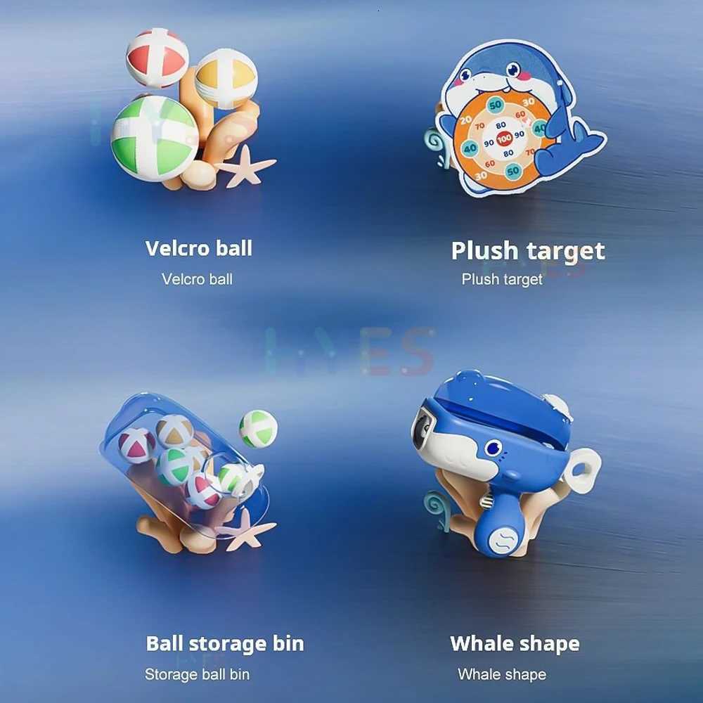 Whale Sticky Ball Throw Toy Set Kids Shooting Ball Gun Dart Board Target Soft Bullet Outdoor Indoor Game Gifts For Girsl Boys Y260319