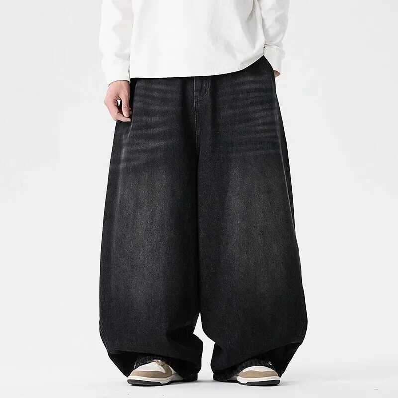 2025 Spring Men Streetwear Denim Pants Men Harajuku Washed Baggy Jeans Men Y2K Fashion Punk Casual High Waist Wide Leg Pants D260320