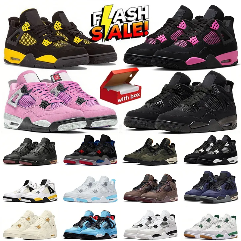 With box Designer 4s basketball shoes for men women Black Cat Military Sail Thunder White Oreo Cool Grey Varsity Red Bred Sneakers Blue University