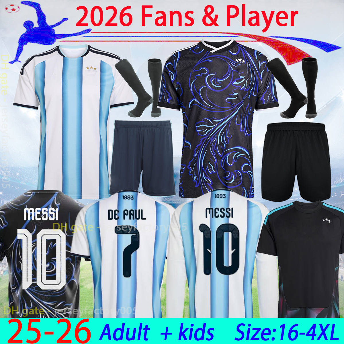 26 27 Argentinas 3 Star soccer jerseys 2026 kids kit women J.ALVAREZ MAC ALLISTER DI MARIA E.FERNANDEZ L.MARTINEZ football long sleeves shirts 16-4XL