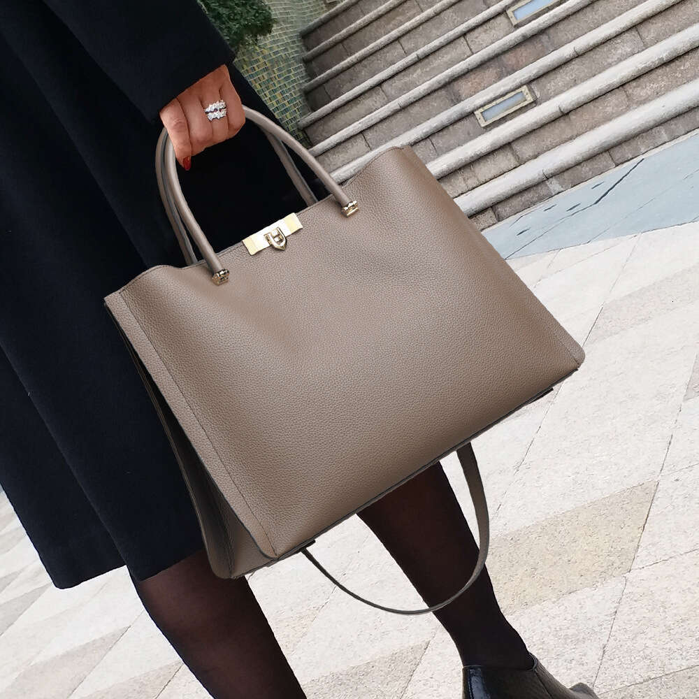 New Luxury Women's Genuine Leather Handbag Elegant Simple Tote Bag Large Capacity Shoulder Hobo Bag Soft Cowhide For Daily Commute & Work SENYY