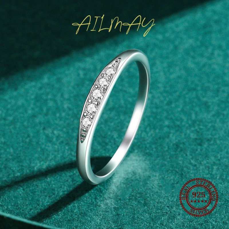 Ailmay 925 Sterling Silver Classic Simple AAAAA Level Dazzling Zirconia Finger Rings For Women Wedding Statement Jewelry H260320 - view 5