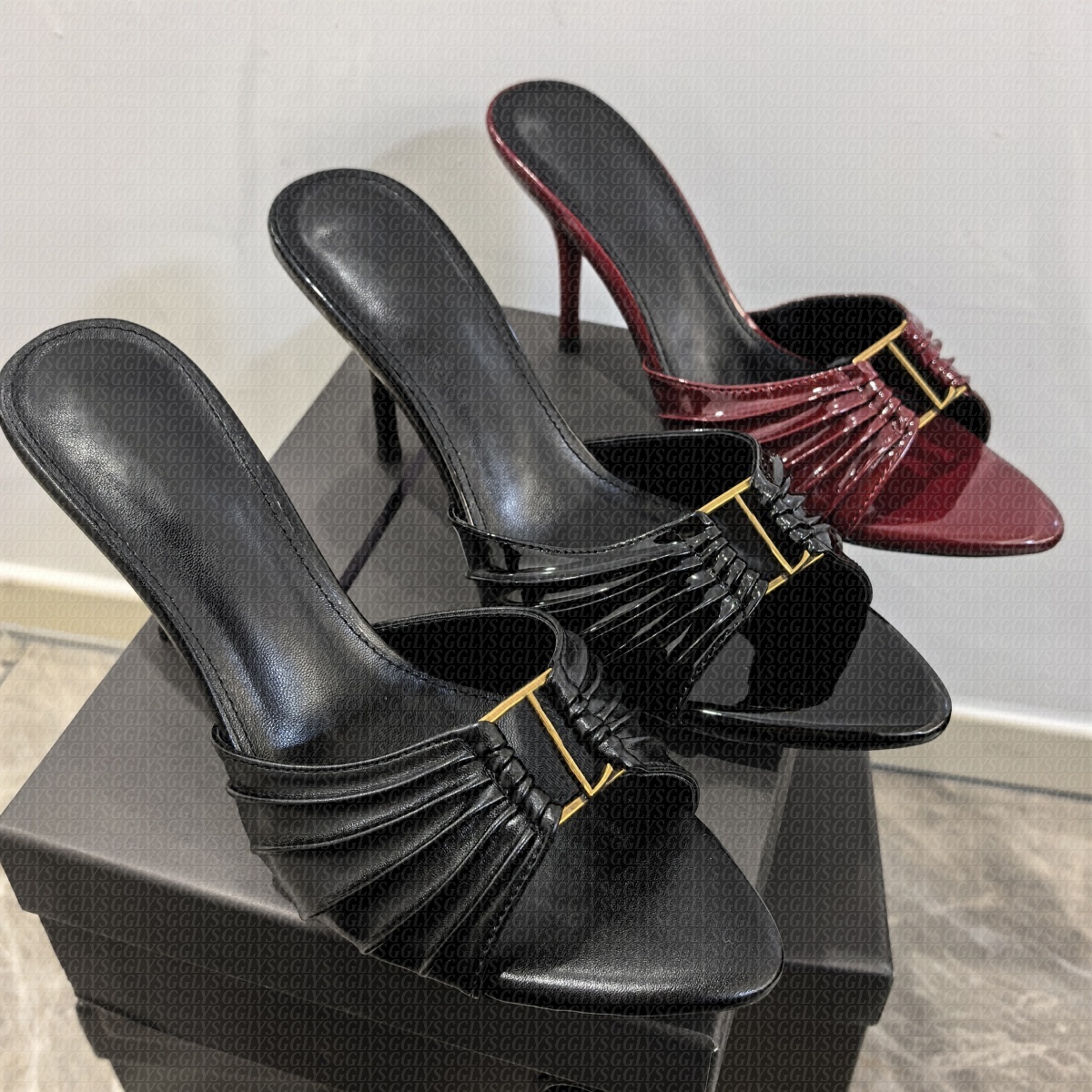 Designer heels OPYUM Mule High Heels Women Kitten Open Toe Stiletto Heel Classic Metal Letters Sandal Fashion Stylist Shoes BABYLONE MULES womens shoes Size 35-42