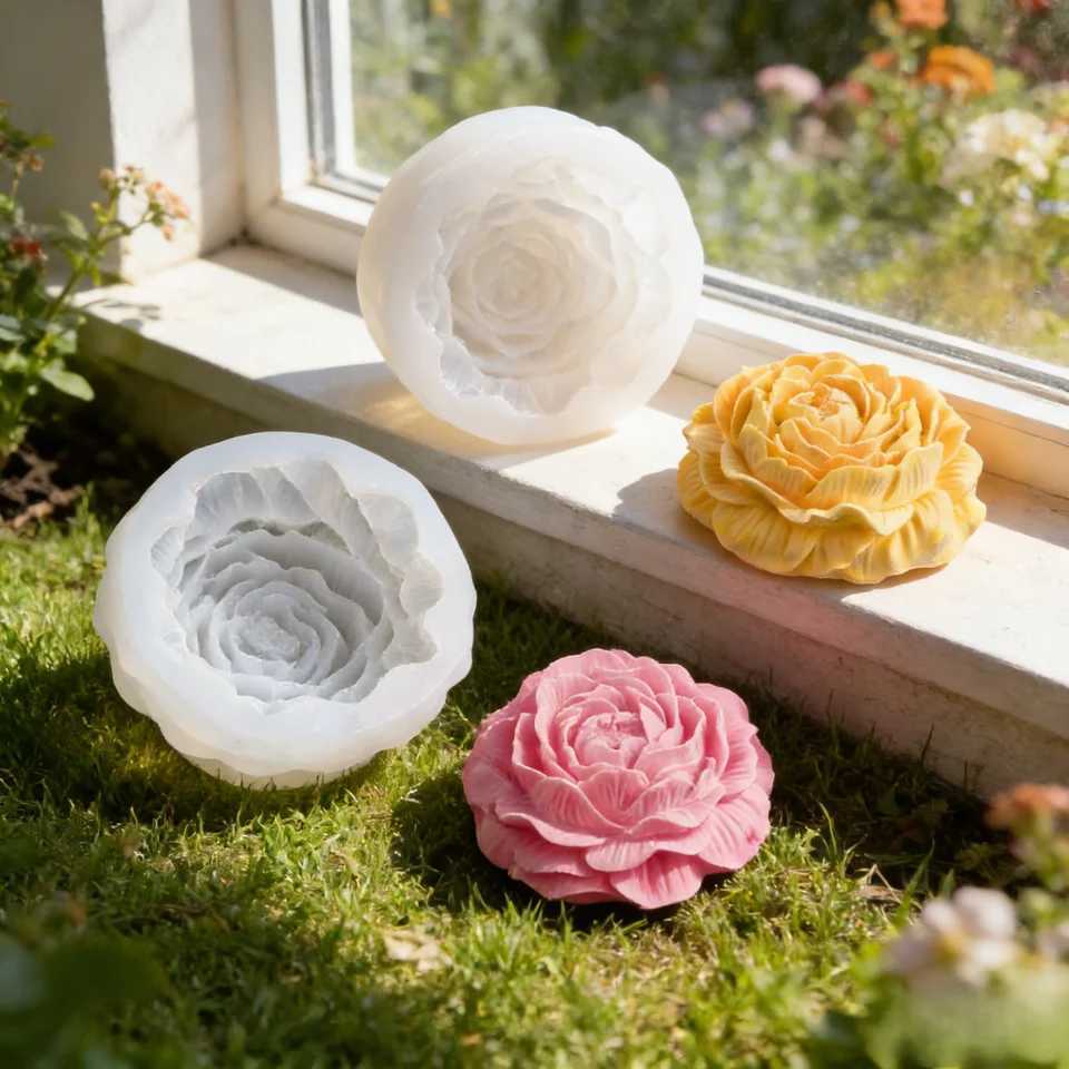 3D Peony Silicone Mold Easy Demould Reusable for DIY Beeswax Candle Soap Car Diffuser Resin Handmade Ornament Mothers Day Gift H260319