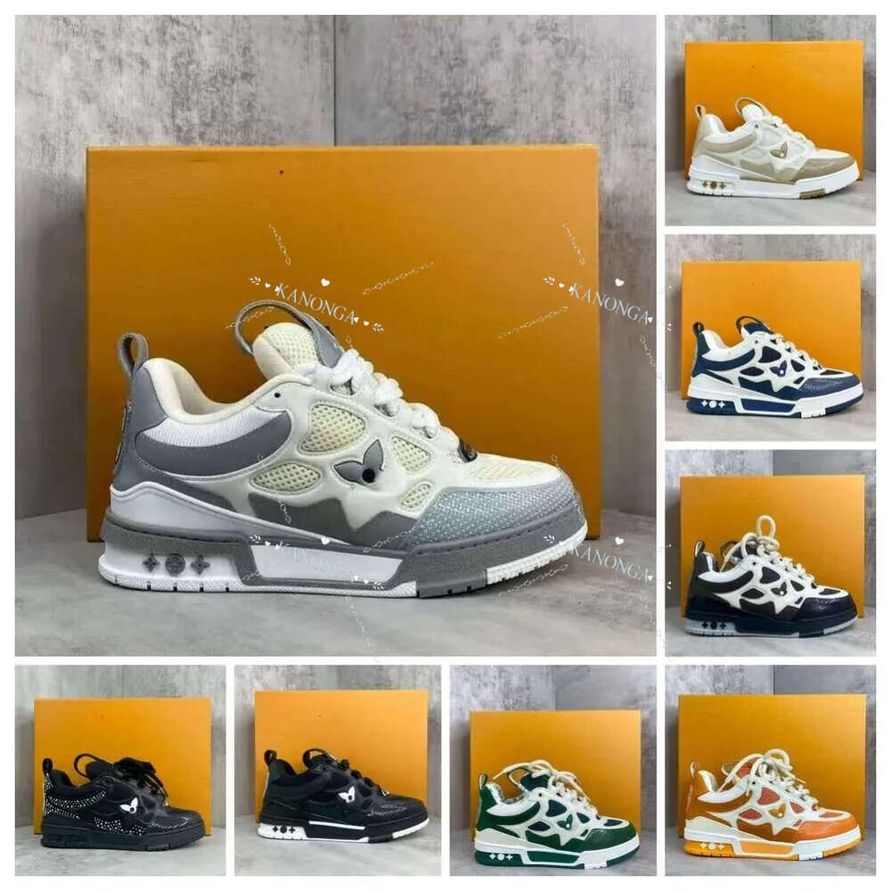 Designer Lvs Skate Sneakers Luxury Trainers Mens Womens Breathable Running Shoes Platform Leather Casual Fashion Lace-Up Outdoor Box Size 35-46