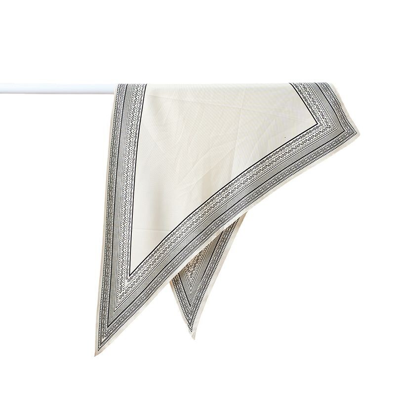 New Simple White Multifunctional Shawl Solid Color Minimalist Diamond Imitation Silk Twill Cool Triangle Scarf