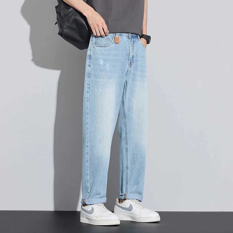Summer breathable lightweight mens casual fashion slim fit jeans with elastic straight tube breathable soft denim pants light D260320